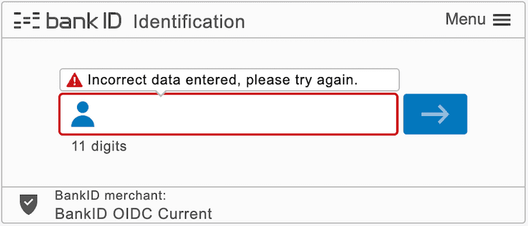 BankID test user error